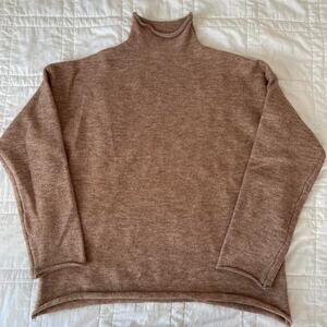 shop Stevie funnel rolled neck knit sweater sz m boxy terracotta minimalist